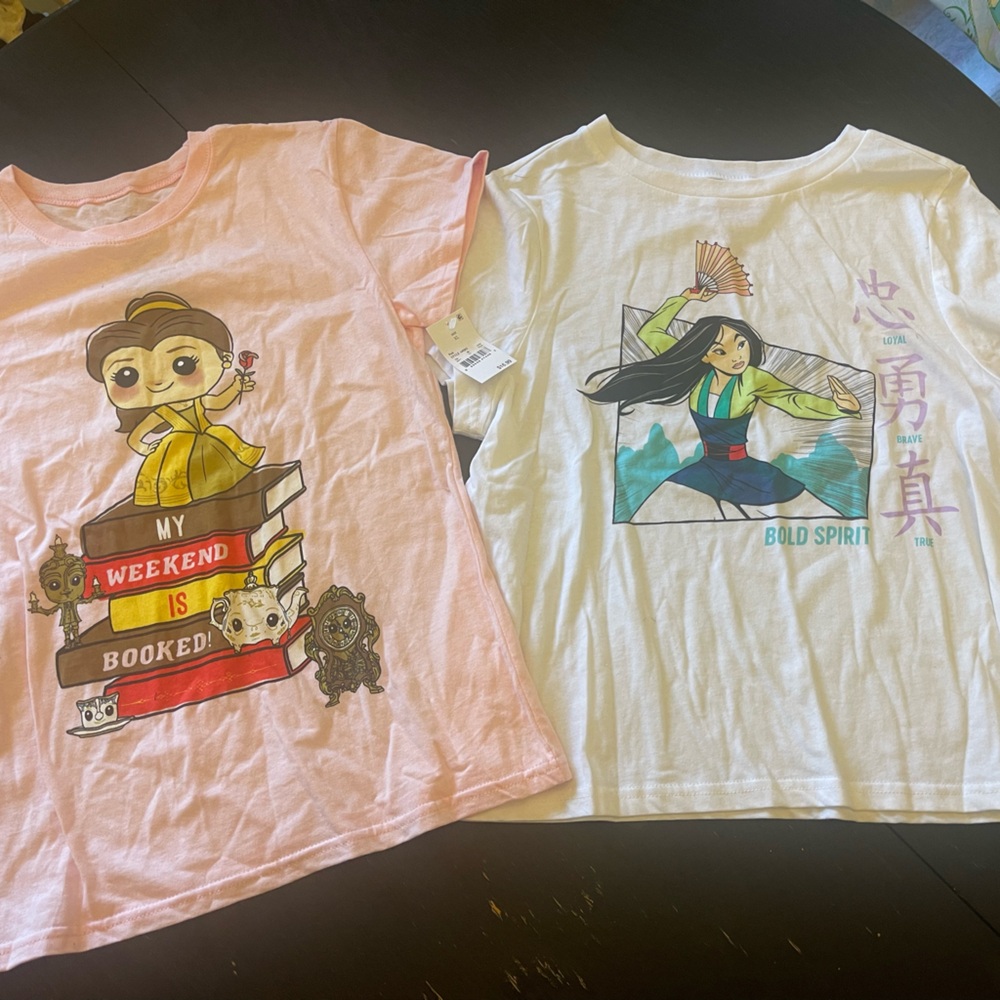 Disney Princess Belle and Mulan Tees